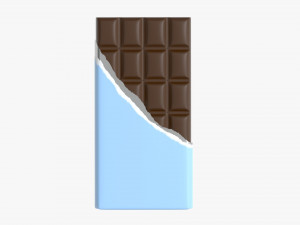 chocolate bar brown with wrapper opened 04 3D Model
