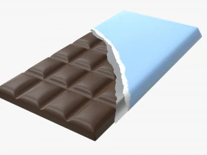 chocolate bar brown with wrapper opened 04 3D Model
