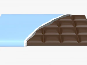 chocolate bar brown with wrapper opened 04 3D Model