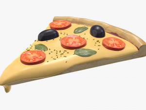pizza slice with melted cheese over Model 3D