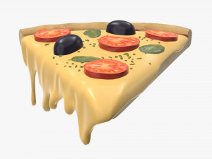 pizza slice with melted cheese over Model 3D