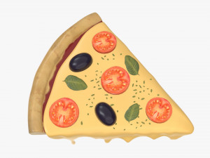 pizza slice with melted cheese over Model 3D