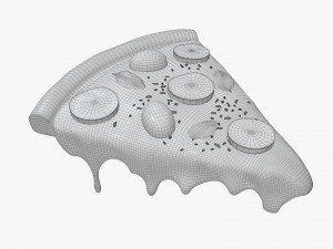 pizza slice with melted cheese over Model 3D