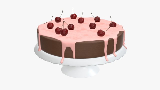 cake with cherries over Modello 3D .c4d .max .obj .3ds .fbx .stl .blend