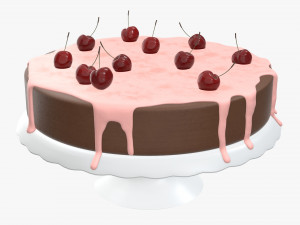 cake with cherries over Modello 3D