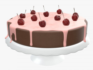 cake with cherries over Modello 3D