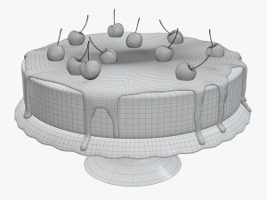cake with cherries over Modello 3D
