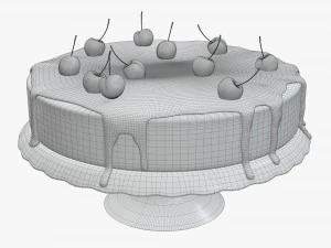 cake with cherries over 3D Model