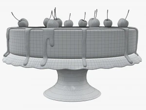 cake with cherries over 3D Model