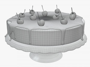 cake with cherries over Modello 3D