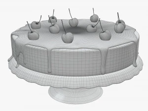 cake with cherries over 3D Model