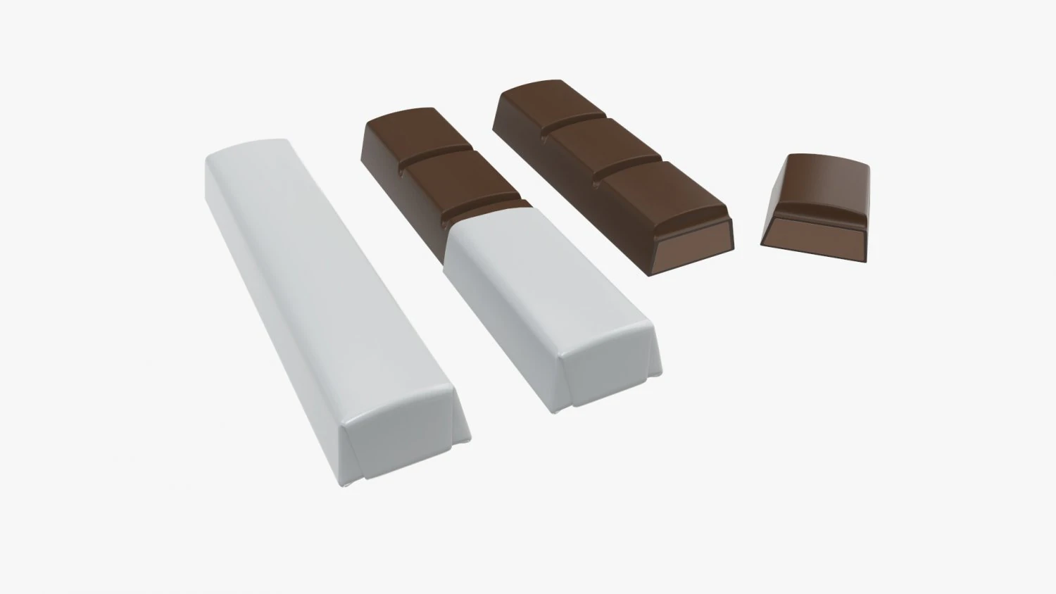chocolate bars with wrapping half broken 3D Model .c4d .max .obj .3ds .fbx .stl .blend 