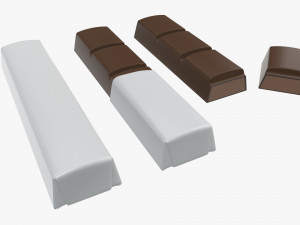 chocolate bars with wrapping half broken 3D Model