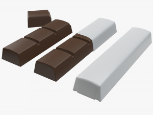 chocolate bars with wrapping half broken 3D Model