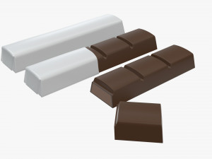 chocolate bars with wrapping half broken 3D Model