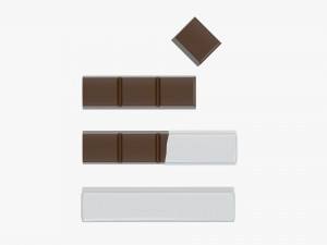 chocolate bars with wrapping half broken 3D Model