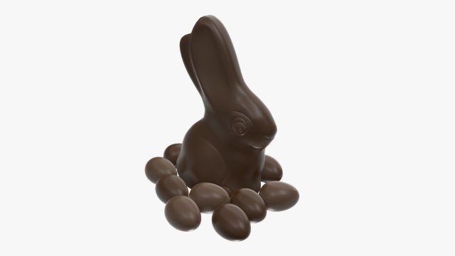 chocolate bunny with eggs 3D मॉडल .c4d .max .obj .3ds .fbx .stl .blend 