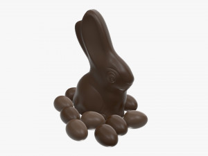 chocolate bunny with eggs 3D Model