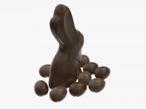 chocolate bunny with eggs 3D Model