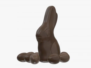 chocolate bunny with eggs 3D Model
