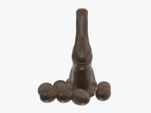 chocolate bunny with eggs 3D Model