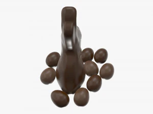 chocolate bunny with eggs 3D Model