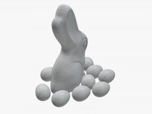 chocolate bunny with eggs 3D Model