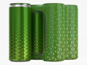 packaging wrapping for four slim 250ml beverage soda cans 3D Model
