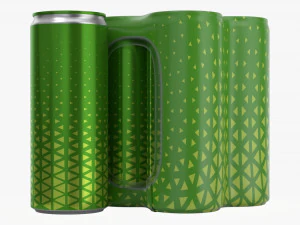 packaging wrapping for four slim 250ml beverage soda cans 3D Model