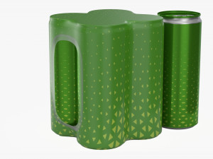 packaging wrapping for four slim 250ml beverage soda cans 3D Model