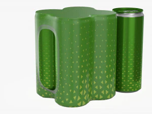 packaging wrapping for four slim 250ml beverage soda cans 3D Model