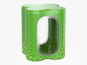 packaging wrapping for four slim 250ml beverage soda cans 3D Model