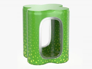 packaging wrapping for four slim 250ml beverage soda cans 3D Model