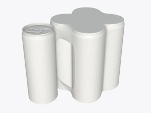 packaging wrapping for four slim 250ml beverage soda cans 3D Model