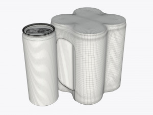 packaging wrapping for four slim 250ml beverage soda cans 3D Model