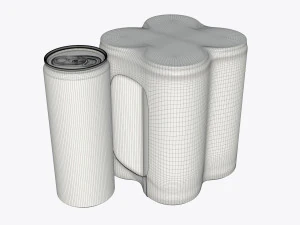 packaging wrapping for four slim 250ml beverage soda cans 3D Model