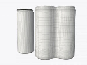 packaging wrapping for four slim 250ml beverage soda cans 3D Model