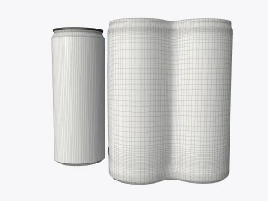packaging wrapping for four slim 250ml beverage soda cans 3D Model