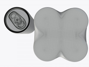 packaging wrapping for four slim 250ml beverage soda cans 3D Model
