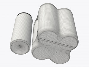 packaging wrapping for four slim 250ml beverage soda cans 3D Model