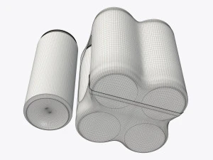 packaging wrapping for four slim 250ml beverage soda cans 3D Model