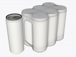 packaging wrapping for six slim 250ml beverage soda cans 3D Model