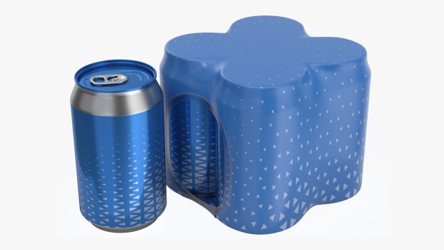packaging wrapper for standard four 330ml beverage soda beer cans 3D मॉडल .c4d .max .obj .3ds .fbx .stl .blend 