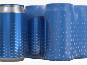 packaging wrapper for standard four 330ml beverage soda beer cans 3D Model