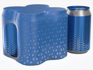packaging wrapper for standard four 330ml beverage soda beer cans 3D Model