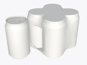 packaging wrapper for standard four 330ml beverage soda beer cans 3D Model