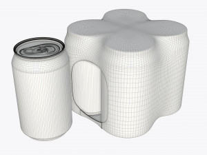 packaging wrapper for standard four 330ml beverage soda beer cans 3D मॉडल