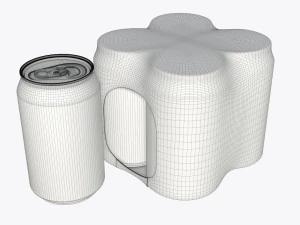 packaging wrapper for standard four 330ml beverage soda beer cans 3D Model