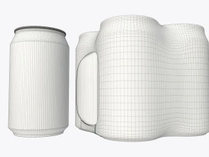 packaging wrapper for standard four 330ml beverage soda beer cans 3D Model