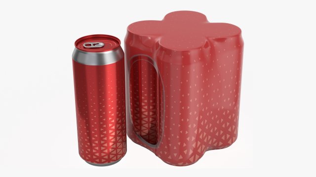 packaging wrapping for standard four 500ml beverage soda beer cans 3Dモデル .c4d .max .obj .3ds .fbx .stl .blend 